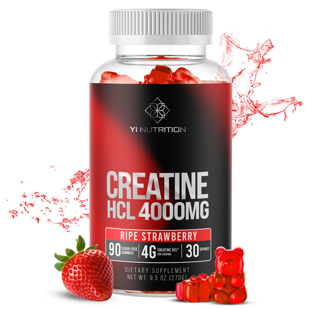 Yi Nutrition Creatine HCL Gummy strawberry art on packaging