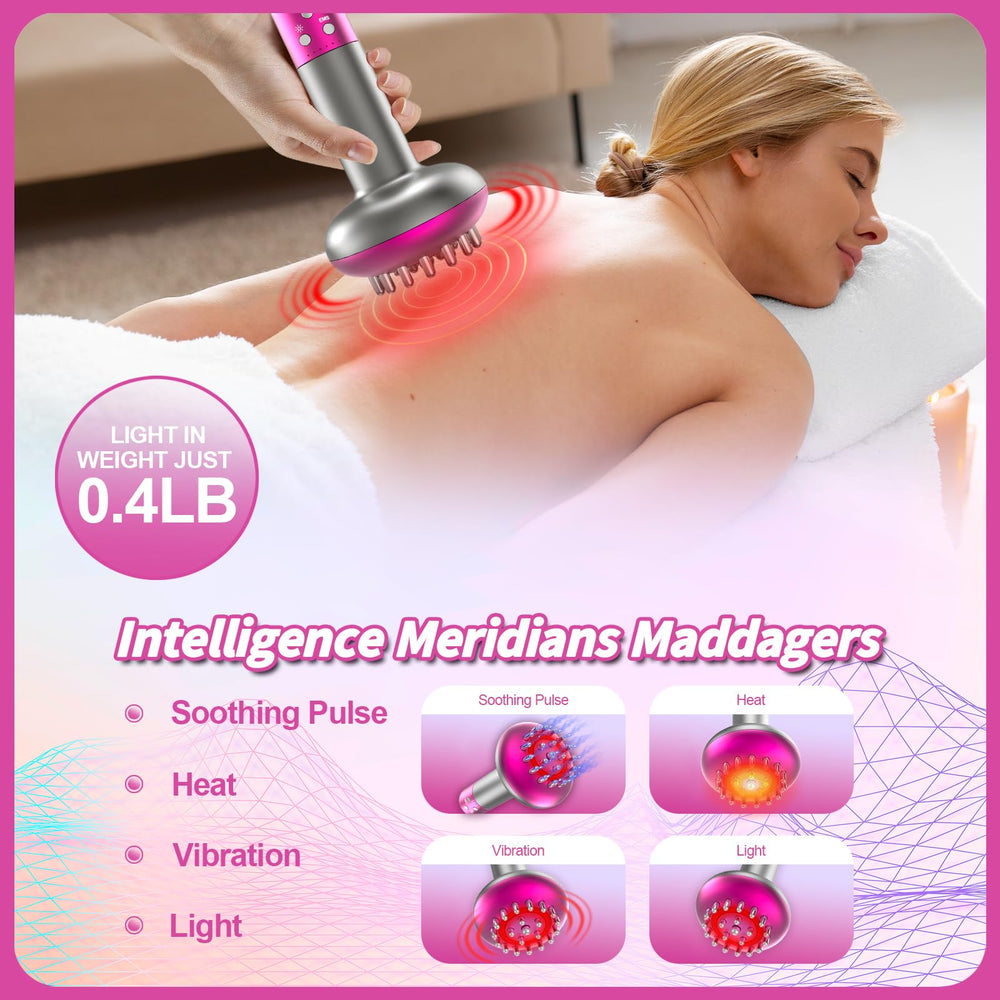 Yincook anti-cellulite massage tool with heat and vibration on leg improves circulation.