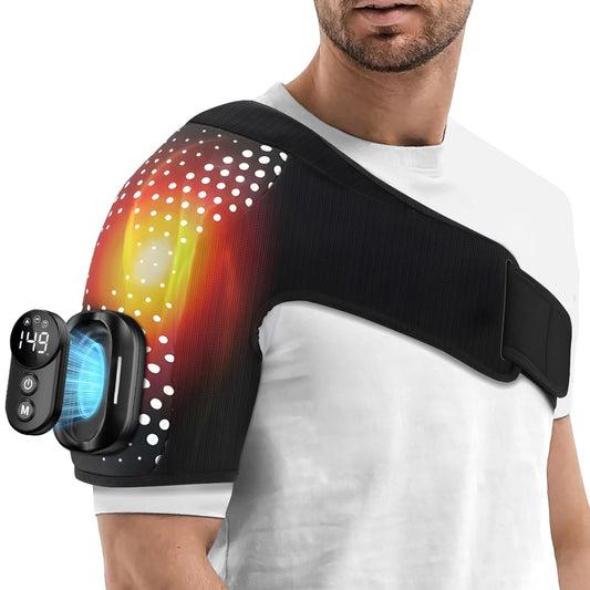 Yincook cordless shoulder heating pad worn for on-the-go warmth and relief