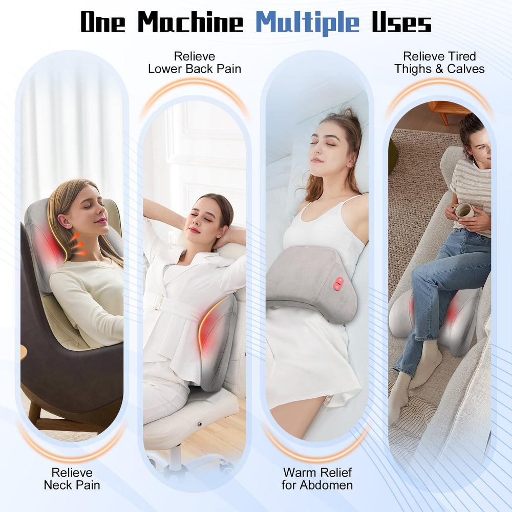 Yincook portable massager pillow shown on office desk for on-demand relief.