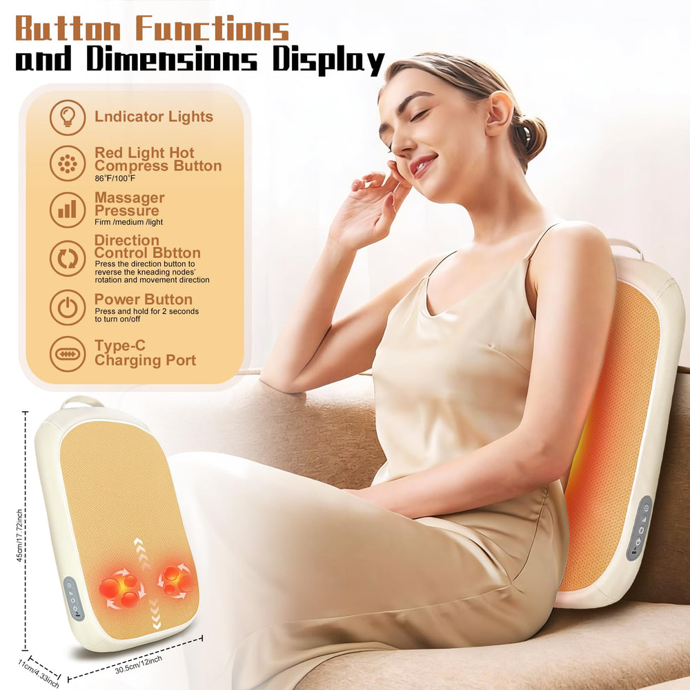 Yincook Shiatsu massager with 3 intensity settings for personalized relief