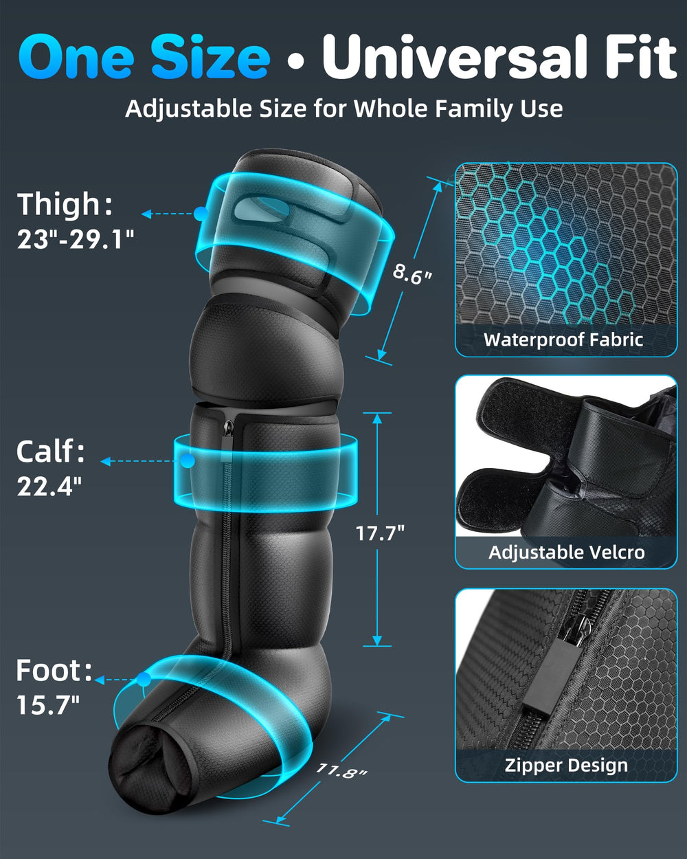 YINGGG four-chamber system delivers full leg coverage from foot to thigh.