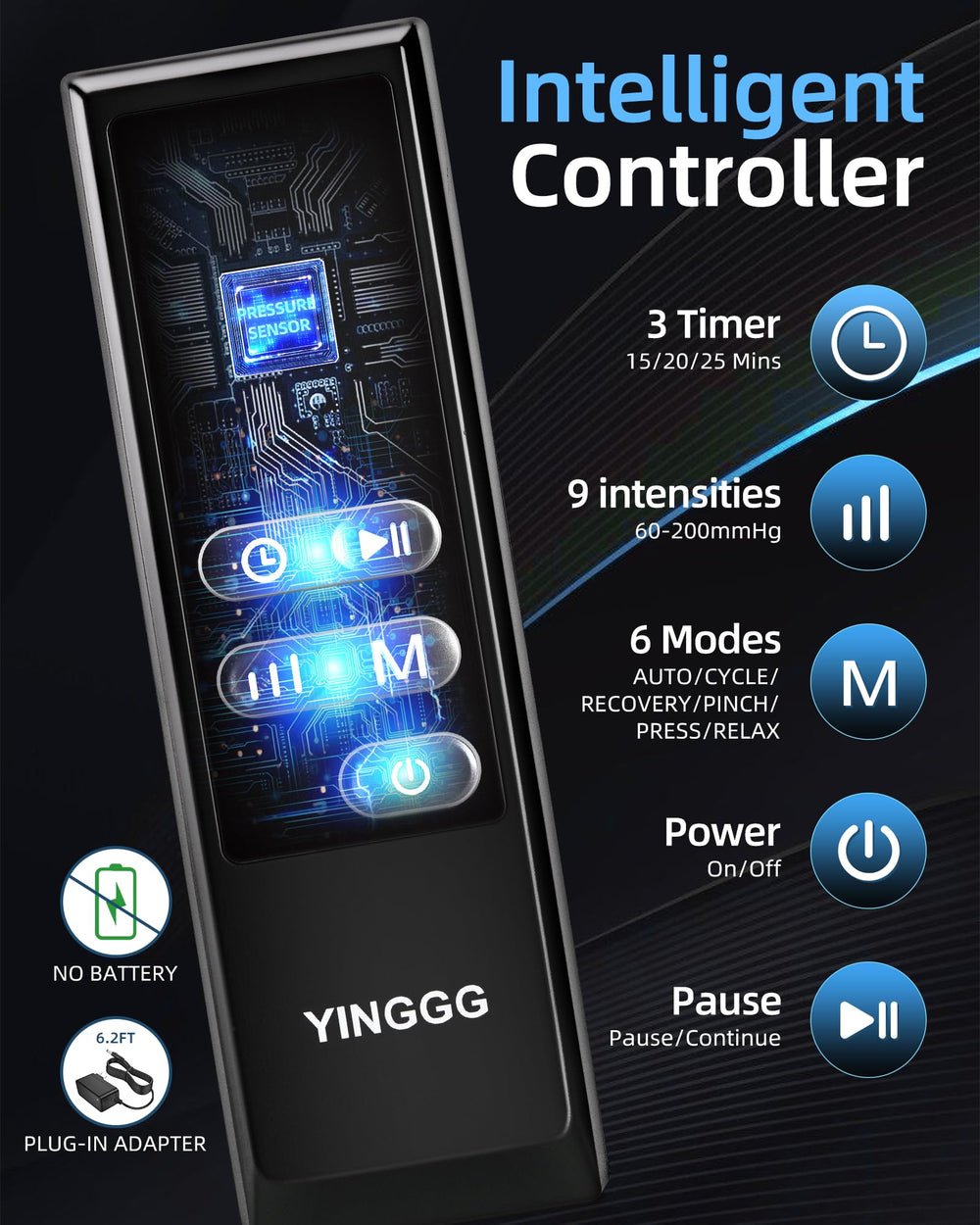 YINGGG Massager with six modes for calves, thighs, and feet.