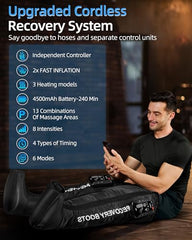 YINGGG cordless recovery system with independent controllers supports solo or shared leg massages.