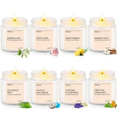 YINUO LIGHT Candles Gift Set eight-pack packaging, ideal for home gift-giving and ambiance.