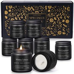YMing 8-pack masculine candles with smoky-woody scents for a refined living space.
