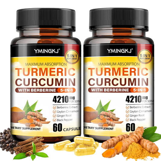 YMINGKJ Turmeric Curcumin bottle front highlights premium curcuminoids for daily vitality