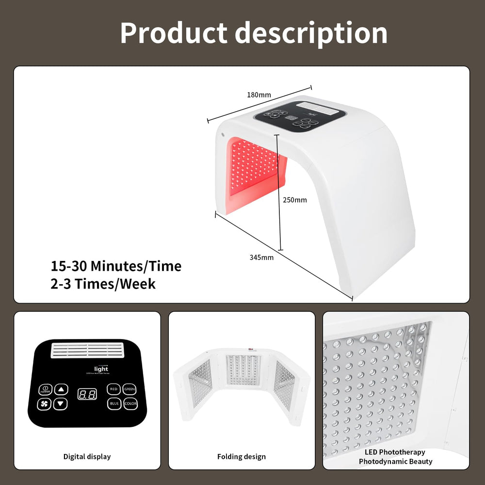YOARDAH LED Face Red Light Mask seven-color modes dial for customization