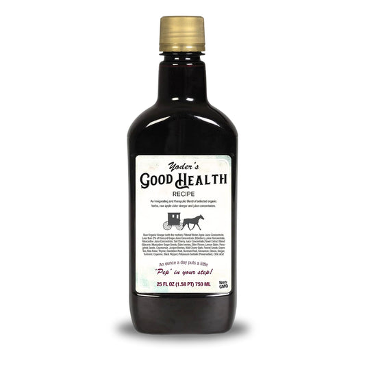 Yoder Naturals Good Health Recipe bottle front with elderberry infusion for immune support