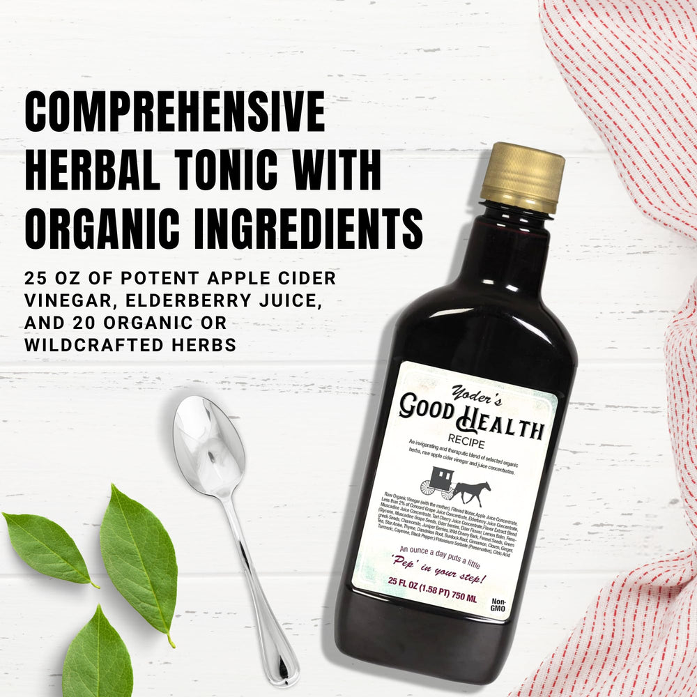 Yoder Naturals Good Health Recipe elderberry juice close-up showing immune-friendly blend