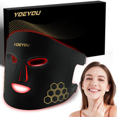YOEYOU red light therapy face mask with 660nm and 850nm wavelengths for skin rejuvenation.