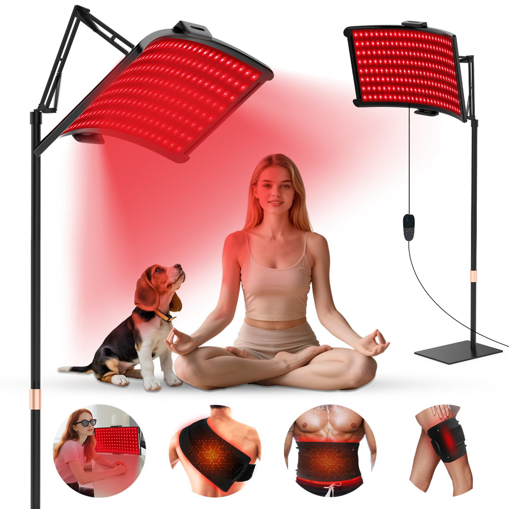 YOEYOU red light therapy lamp front view for skin care sessions.