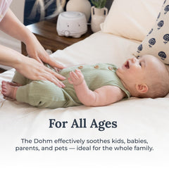 Yogasleep Dohm bedroom setup helps calmer nights.