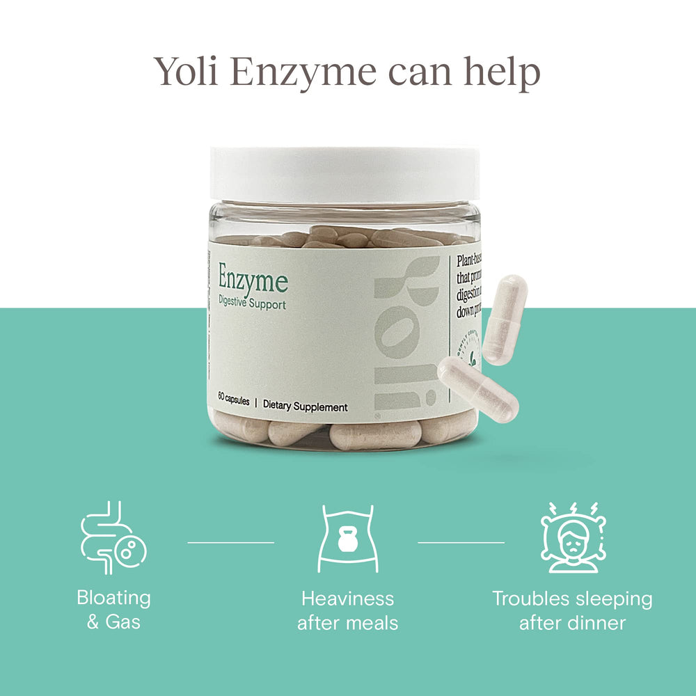 Yoli Enzyme capsules pour shows simple pre-meal use for digestion.