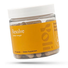 Yoli Resolve PhytoFiber bottle highlights a fullness-friendly blend for mindful eating.