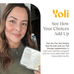 Yoli Vitality Test Kit instruction card detailing simple at-home steps