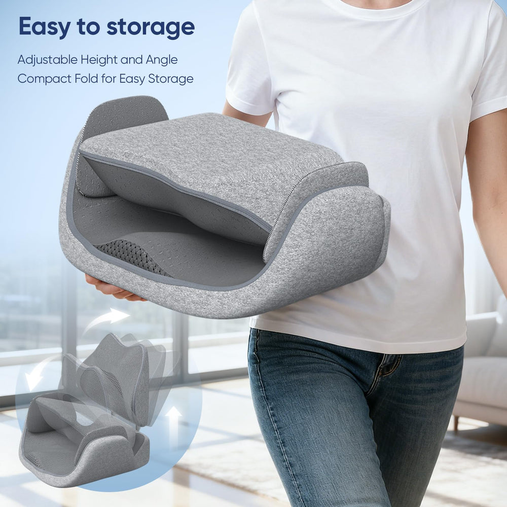 Yolid adjustable height and angle to fit different chairs and postures.