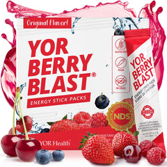YOR Health Berry Blast stick-pack for on-the-go natural energy lift.