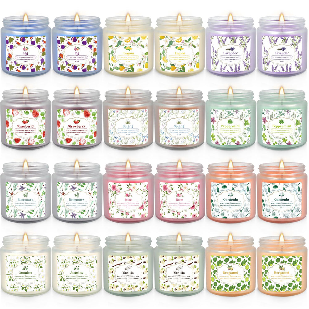 YOROXRG 24 pack scented candles with varied fragrances for festive ambiance
