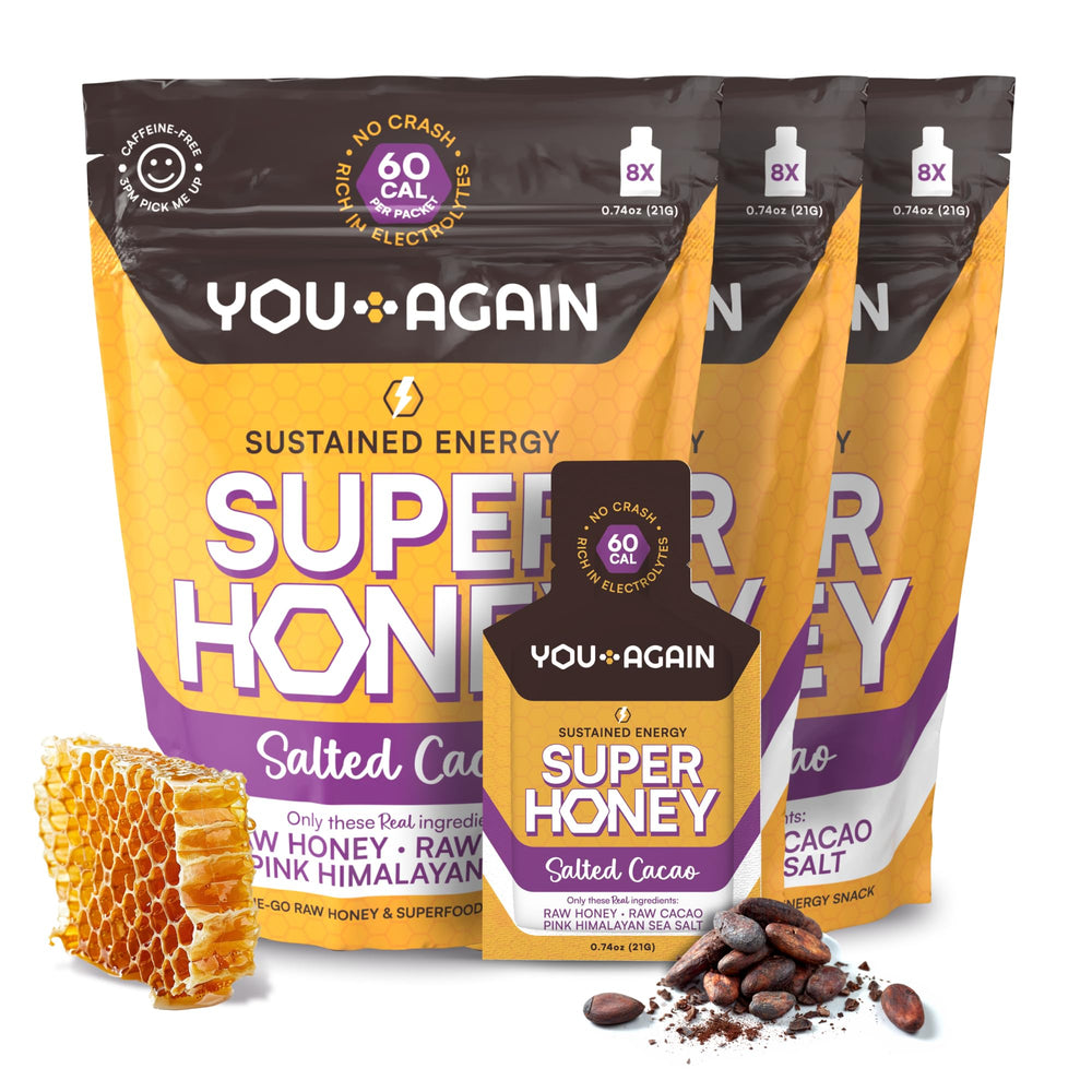 You Again Super Honey Chocolate packet for a smooth energy boost during workouts.