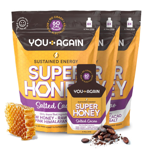 You Again Super Honey Chocolate packet for a smooth energy boost during workouts.