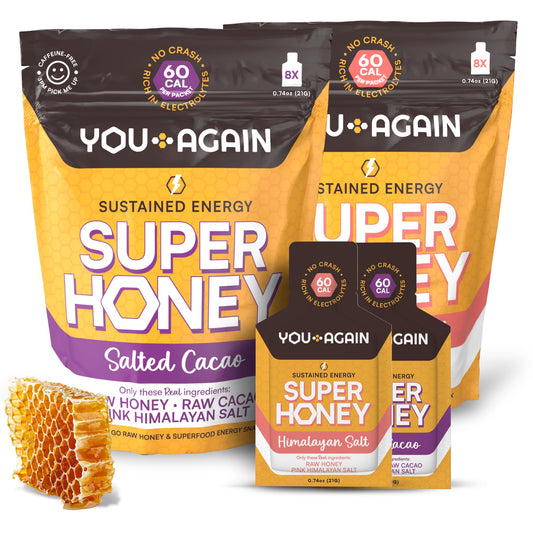 You Again Super Honey Himalayan Salt packet for steady energy during runs
