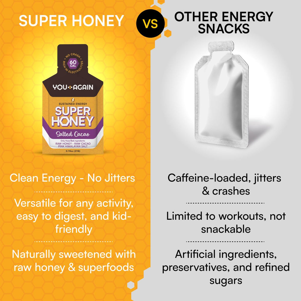You Again Super Honey Lemon Turmeric packet delivers steady energy for runs.