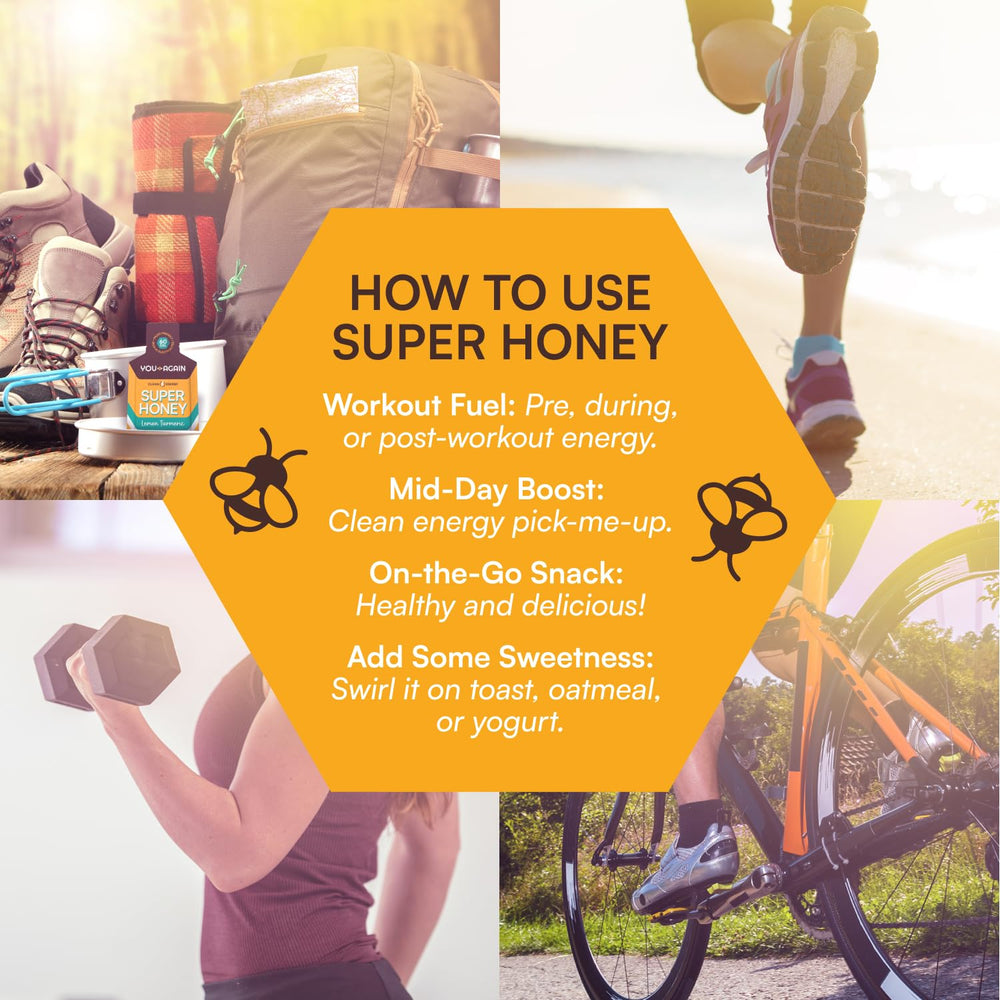 You Again Super Honey packets cycling energy with clean ingredients for steady pace