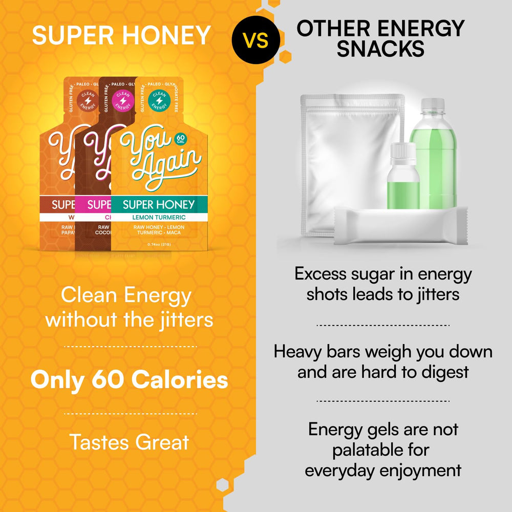 You Again Super Honey packets pink Himalayan salt detail highlights electrolyte balance for workouts