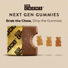 Close-up of caramel-flavored ACV chews highlighting texture