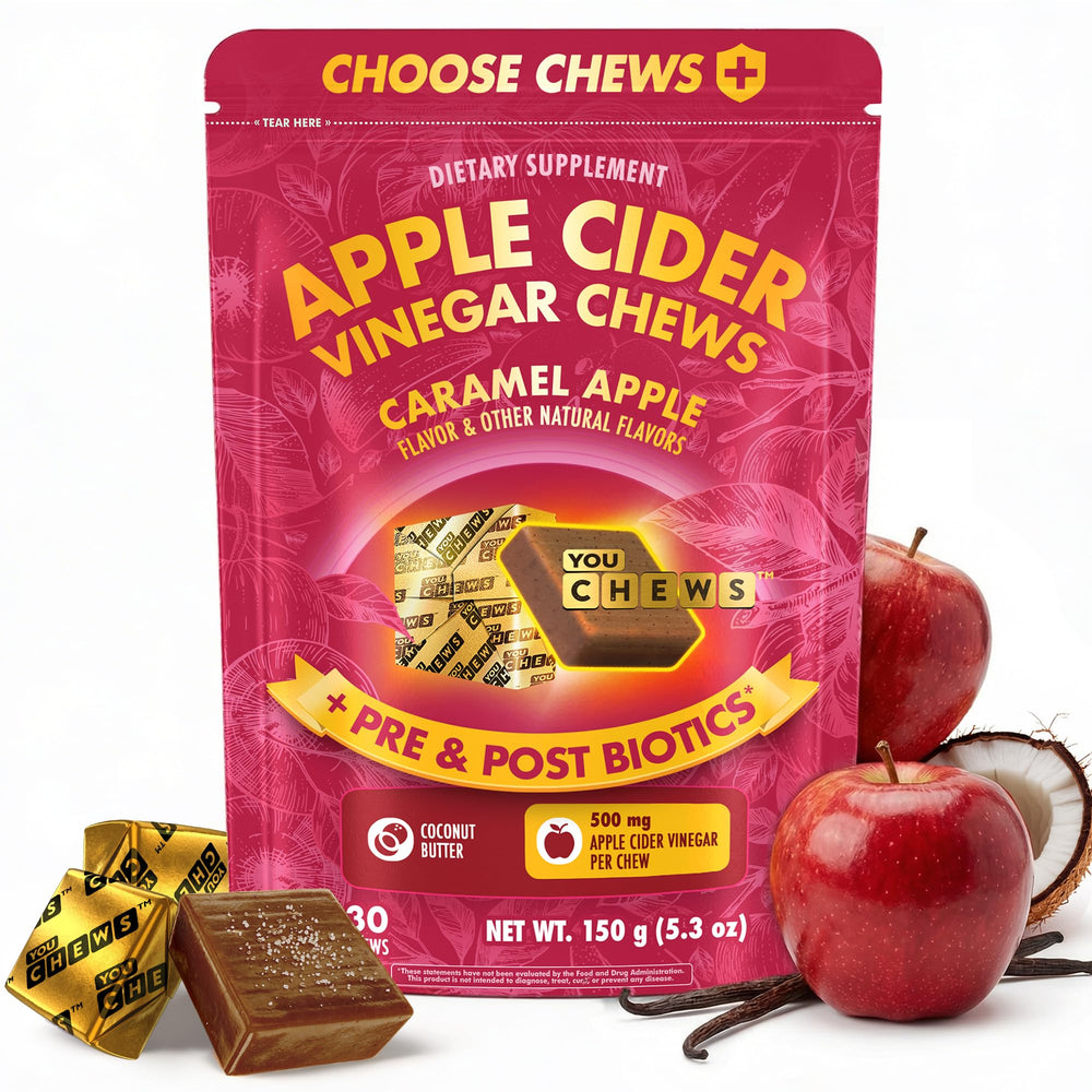 YouChews ACV chews packaging shown for on-the-go digestion support