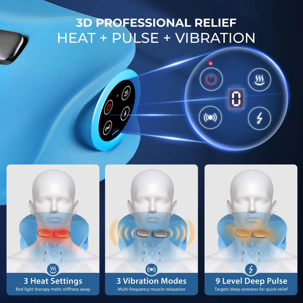 YOUKADA neck massager remote control demonstrates easy one-hand mode switch for quick relief.