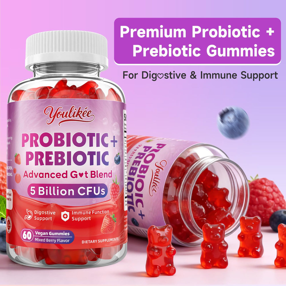 Youlikee probiotic gummies compact pack for everyday gut-friendly routine.