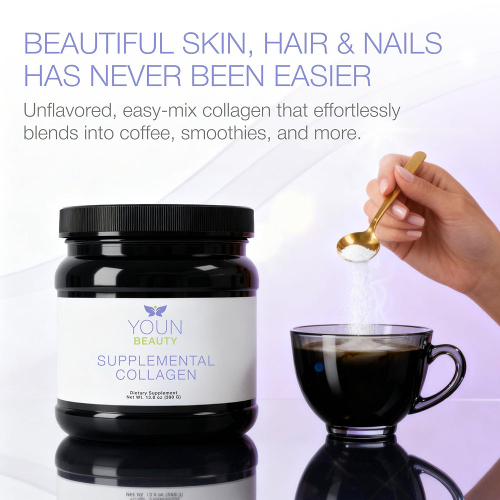YOUN Beauty collagen powder dissolves easily in coffee for a seamless daily routine