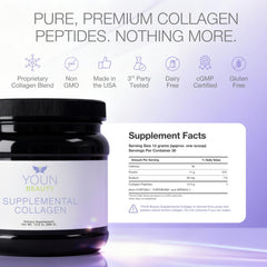 YOUN Beauty collagen powder scoop near jar for measured daily portions