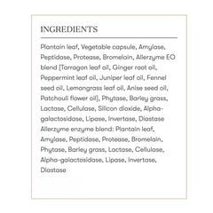 Young Living Allerzyme information card with dosage guidance for mindful digestion.