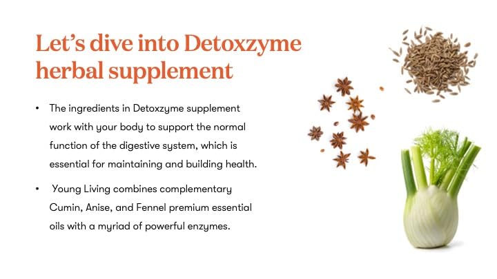Young Living Detoxzyme bottle pour demonstrating convenient dosing on the go.