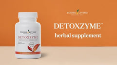 Young Living Detoxzyme capsules closeup highlighting easy-to-take daily capsules.