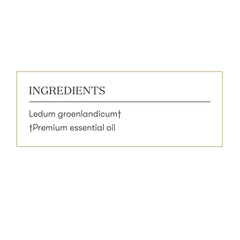 Young Living Ledum oil packaging highlighting premium quality and provenance.