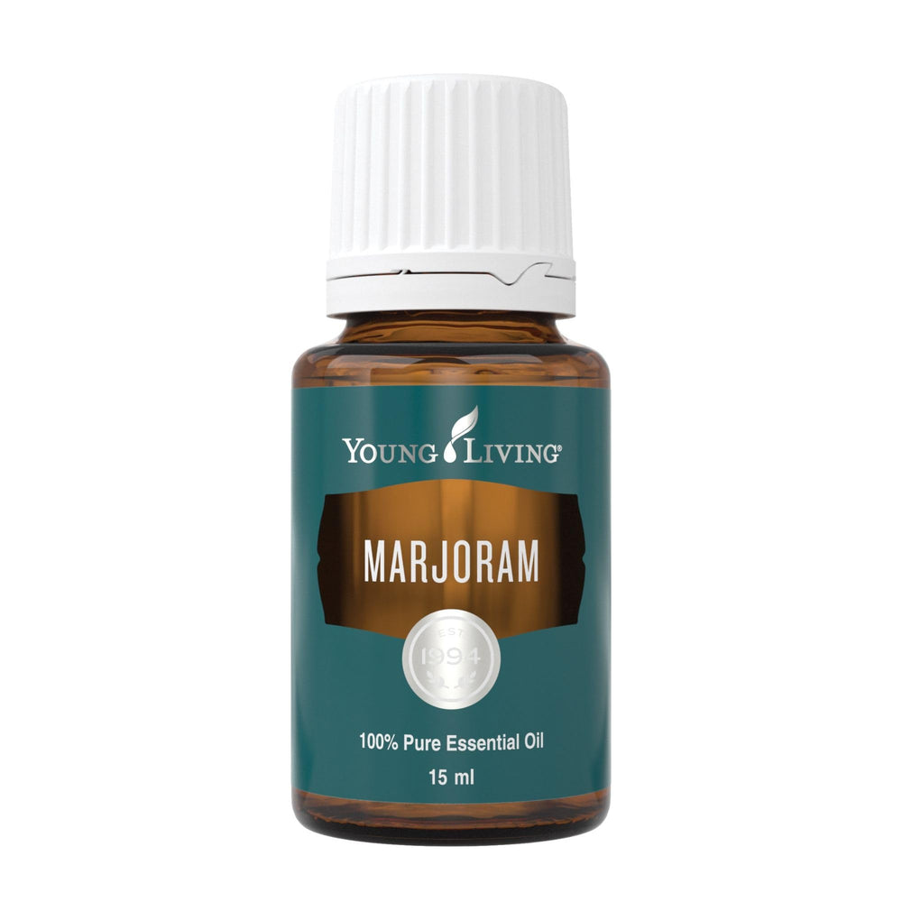 Young Living Marjoram essential oil bottle ready for diffusion or massage.