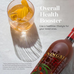 Young Living NingXia Red bottle pour into glass for a refreshing energy lift.