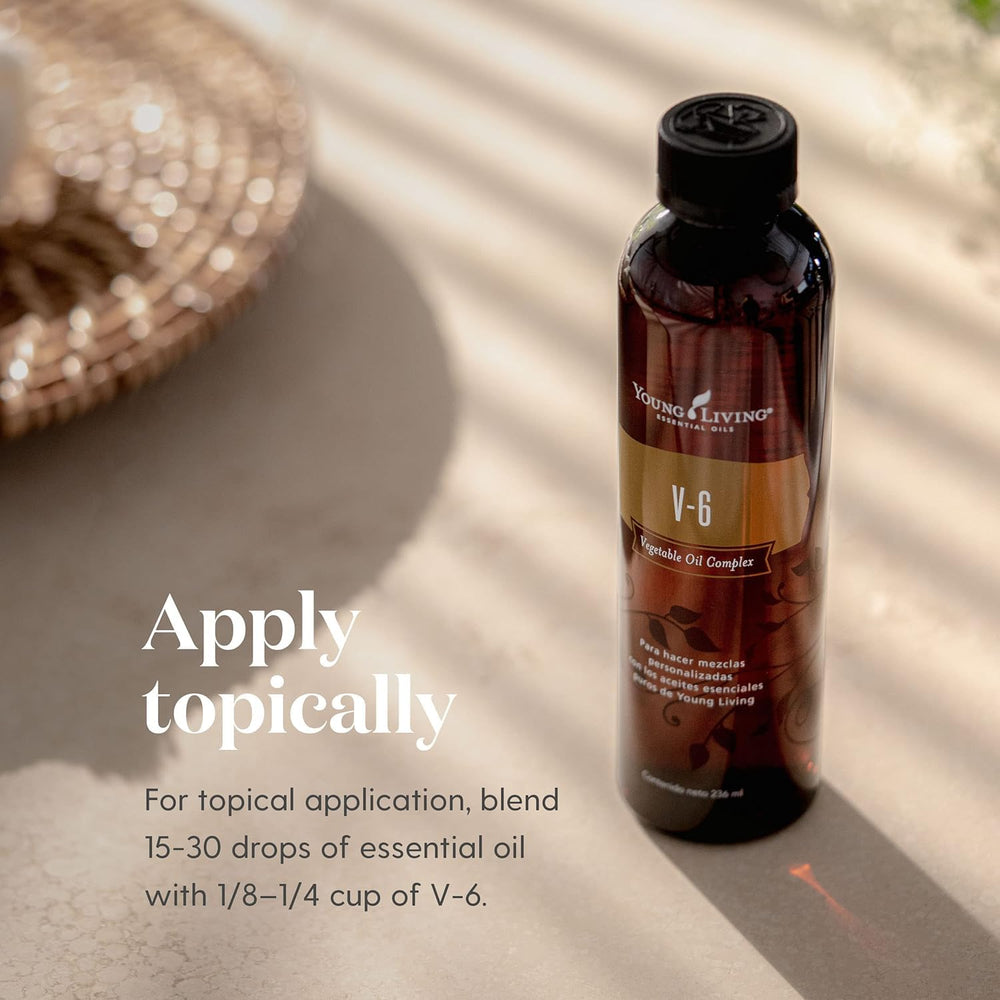 Young Living V-6 massage blend ready for soothing body sessions.