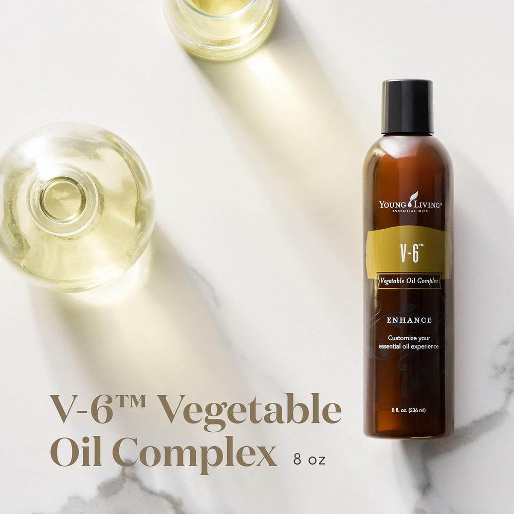 Young Living V-6 carrier oil used to dilute essential oils safely.