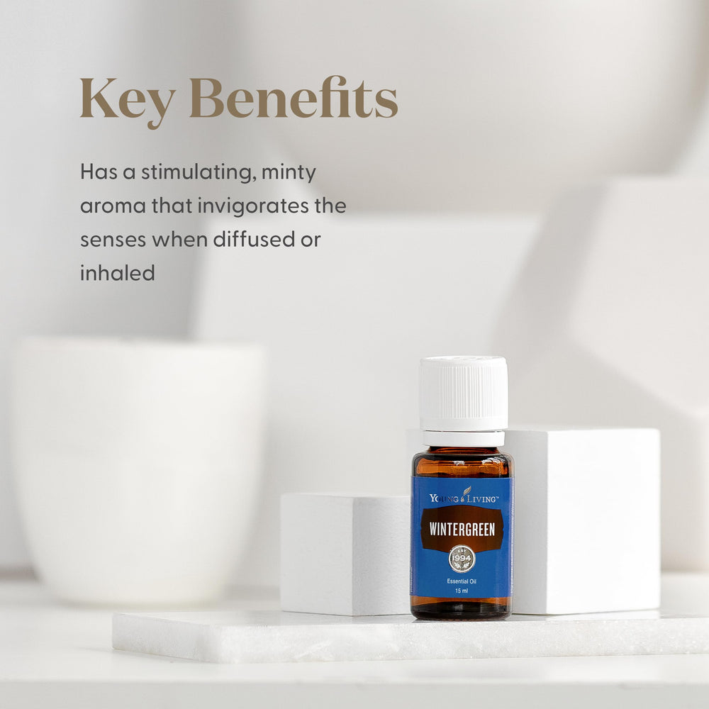 Pouring Wintergreen oil from the bottle to blend for a soothing massage