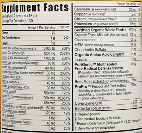 Youngevity Beyond Tangy Tangerine 2.0 organic ingredients panel close-up