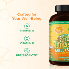 Youngevity Beyond Tangy Tangerine tablets close-up showing sugar-free formula