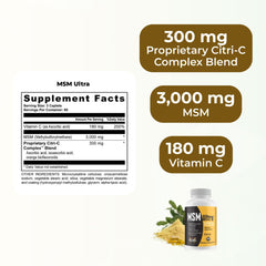 Closeup of Youngevity Freelife MSM Ultra capsules