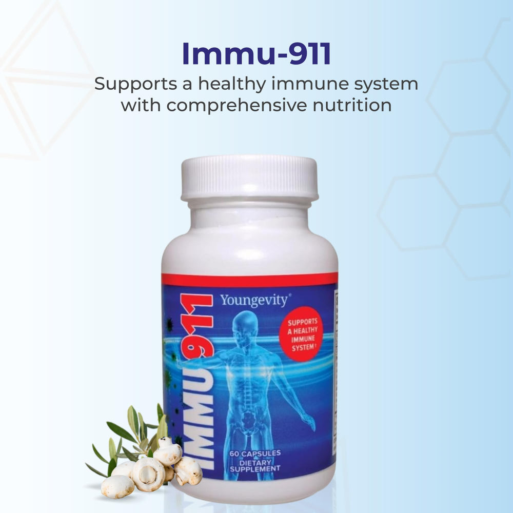 Youngevity Immu-911 capsules closeup for a convenient daily routine.