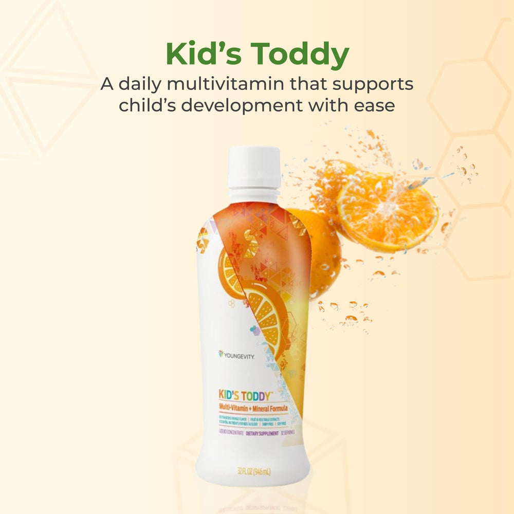 Youngevity Kids Toddy pour spout enables mess-free servings for busy mornings.