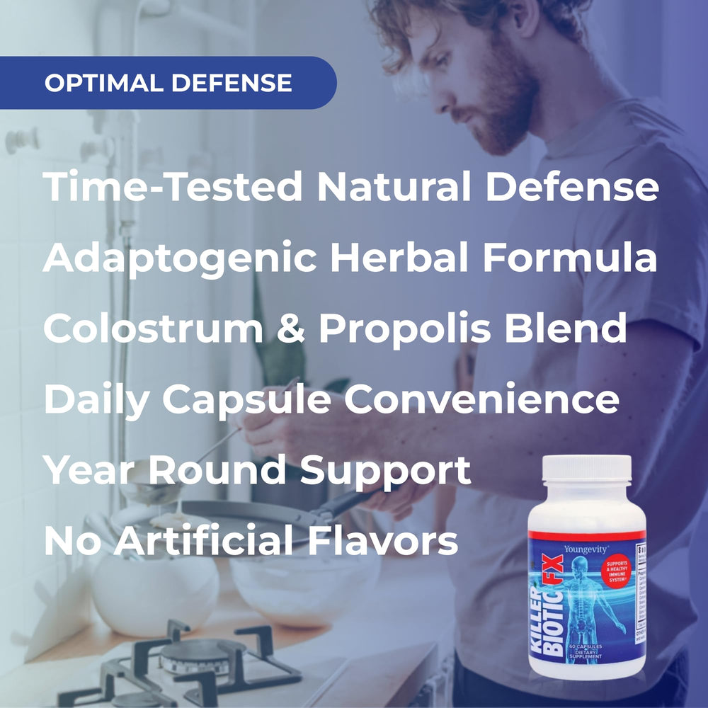 Youngevity Killer Biotic FX 60 servings jar supports consistent daily use.